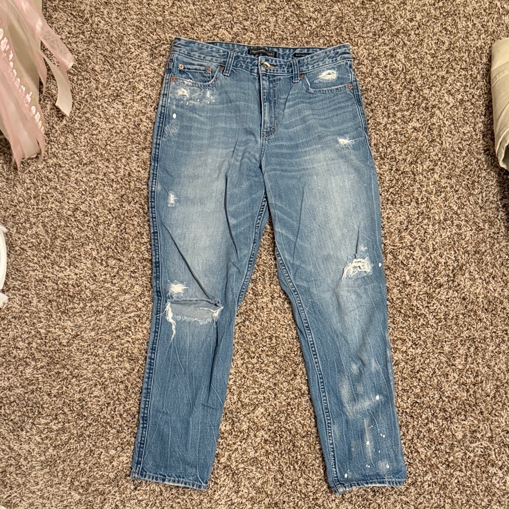Abercrombie & Fitch High Rise Girlfriend Blue Jeans